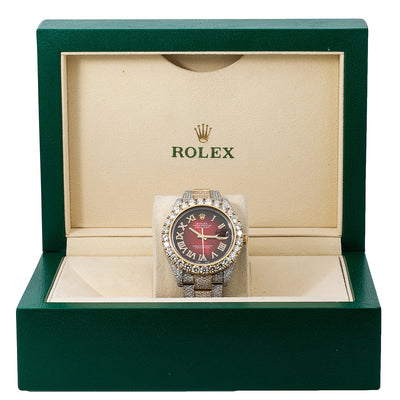 Rolex Datejust II Diamond Watch, 116333 41mm, Red Diamond Dial With 25.75 CT Diamonds