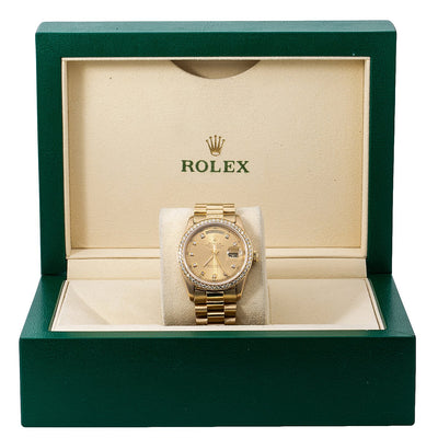 Rolex Day-Date Diamond Watch, 1803 36mm, Champagne Diamond Dial With 1.20 CT Diamonds