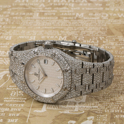 Audemars Piguet Royal Oak Lady 67650ST 33MM White Dial With 11.75 CT Diamonds