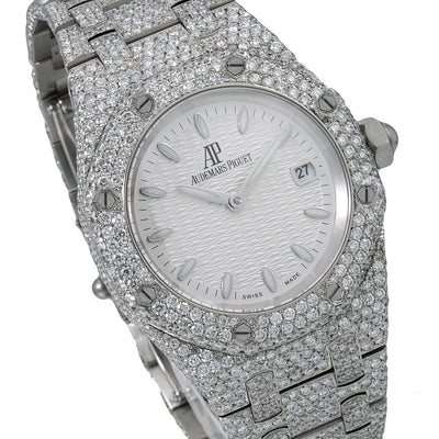 Audemars Piguet Royal Oak Lady 67650ST 33MM White Dial With 11.75 CT Diamonds