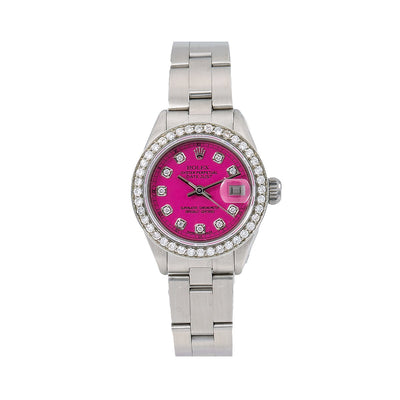 Rolex Oyster Perpetual Diamond Watch, Datejust 6916 26mm, Pink Diamond Dial With 0.90 CT Diamonds