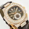 Patek Philippe Nautilus 5980 40.5mm Black Brown Dial with  14.50CT Diamond Bezel and Lugs