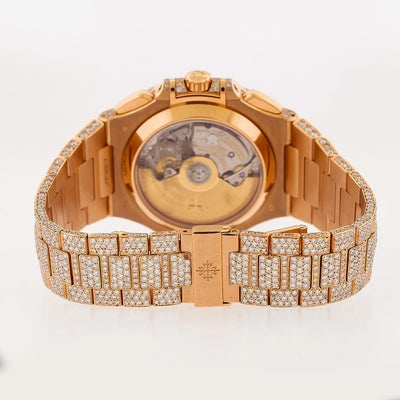 18K Rose Gold Patek Philippe Nautilus 5980/1R  40.5mm Champagne Dial Diamond Watch