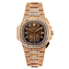 18K Rose Gold Patek Philippe Nautilus 5980/1R 40.5mm Brown Dial 25CT Diamonds