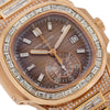 18K Rose Gold Patek Philippe Nautilus 5980/1R 40.5mm Brown Dial 25CT Diamonds