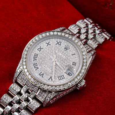 Rolex Datejust Diamond Watch, 31mm, Silver DiamondDial With Stainless Steel Diamond Bracelet Total Of 12ct Diamonds