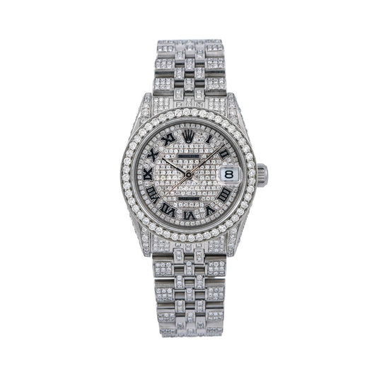 Rolex Datejust Diamond Watch, 31mm, Silver DiamondDial With Stainless Steel Diamond Bracelet Total Of 12ct Diamonds