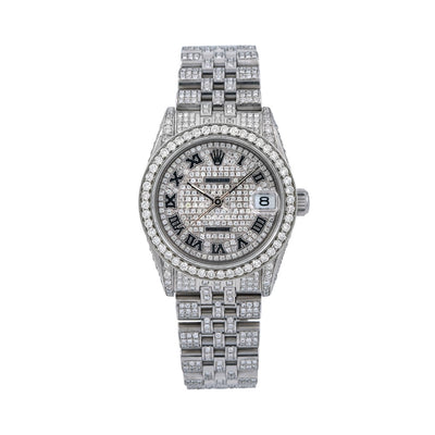 Rolex Datejust Diamond Watch, 31mm, Silver DiamondDial With Stainless Steel Diamond Bracelet Total Of 12ct Diamonds