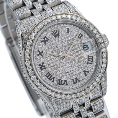 Rolex Datejust Diamond Watch, 31mm, Silver DiamondDial With Stainless Steel Diamond Bracelet Total Of 12ct Diamonds