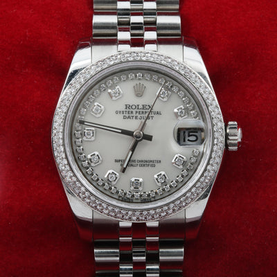 Rolex Datejust Diamond Watch, 178240 31mm, Silver Diamond Dial With 2.25 CT Diamonds