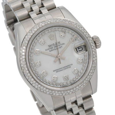 Rolex Datejust Diamond Watch, 178240 31mm, Silver Diamond Dial With 2.25 CT Diamonds