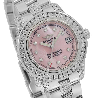 Breitling Colt Oceane 33MM With 4.75 Carat Stainless Steel Diamond Bracelet And Bezel