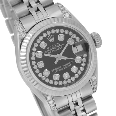 Rolex Datejust Diamond Watch, 26mm, Black Diamond Dial With Stainless Steel Jubilee Bracelet