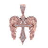 14K Rose Gold Unisex Angel Wings Shaped Cross Pendant