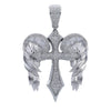 14K White Gold Unisex Angel Wings Cross Shaped Pendant