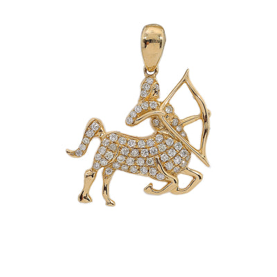 14K Yellow Gold Unisex Sagittarius Shaped Pendant