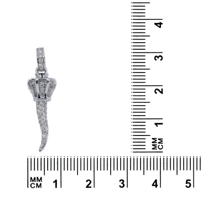 14K White Gold Unisex Scepter with Crown Shaped Pendant