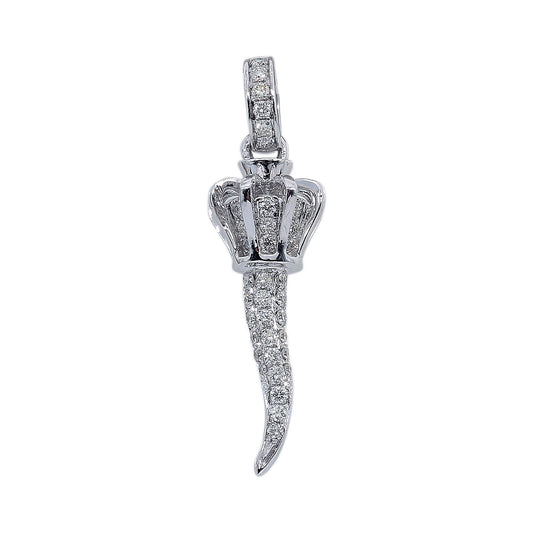 14K White Gold Unisex Scepter with Crown Shaped Pendant