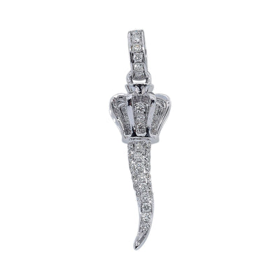 14K White Gold Unisex Scepter with Crown Shaped Pendant