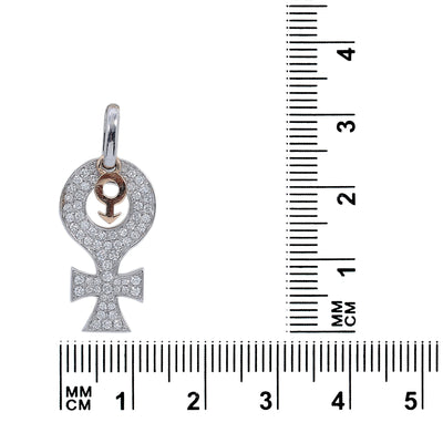 14K Yellow and White Gold Unisex Gender Signs Shaped Pendant