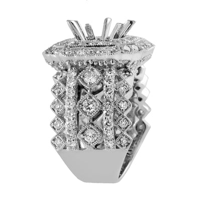 18K White Gold Diamond Semi-Mounting Women's Ring With 2.80 CT Diamonds