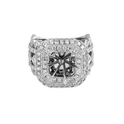 18K White Gold Diamond Semi-Mounting Women's Ring With 2.80 CT Diamonds