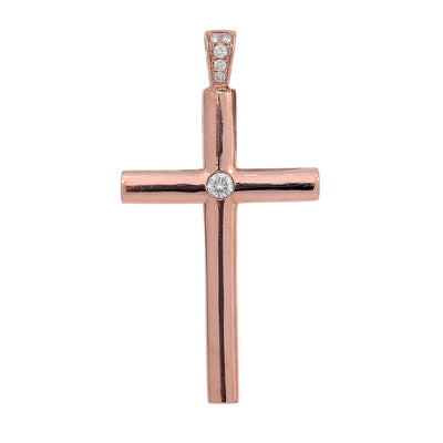 18K Rose Gold Unisex Cross Shaped Pendant