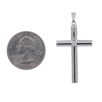 18K White Gold Unisex Cross Shaped Pendant