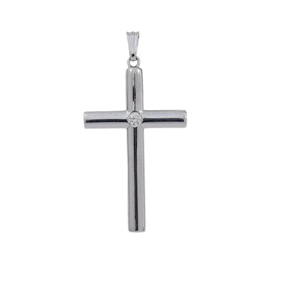 18K White Gold Unisex Cross Shaped Pendant