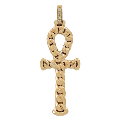 14K Yellow Gold Unisex Cross Shaped Pendant