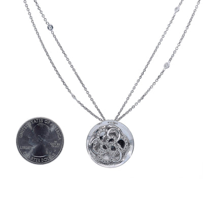 14K White Gold Women Round Shaped Necklace