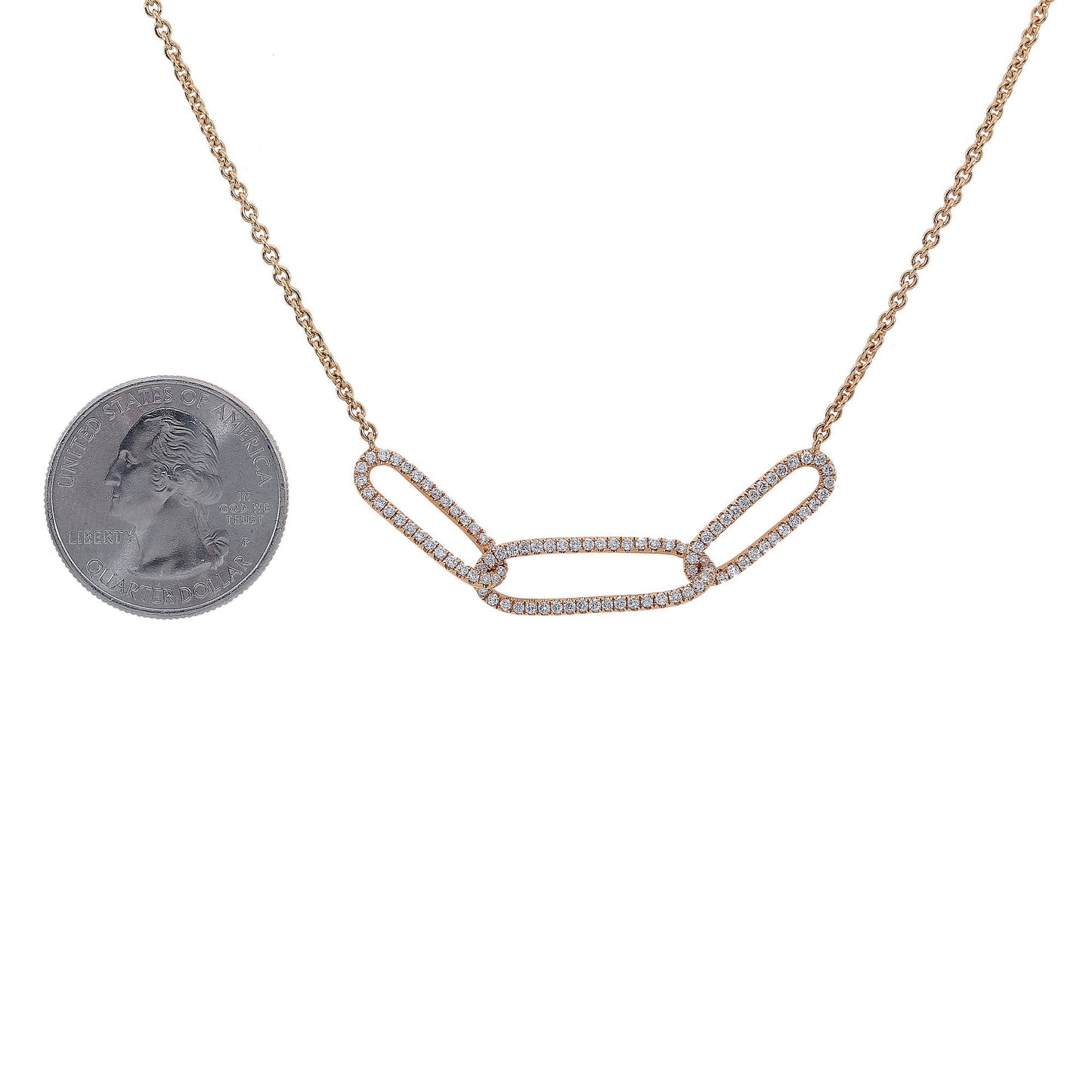 18K Yellow Gold Women 3 Rounds Shaped Necklace