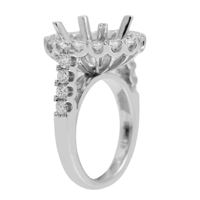 18K White Gold Diamond Semi-Mounting Women's Ring With 1.49 CT Diamonds