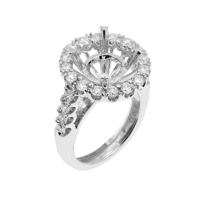 18K White Gold Diamond Semi-Mounting Women's Ring With 1.49 CT Diamonds