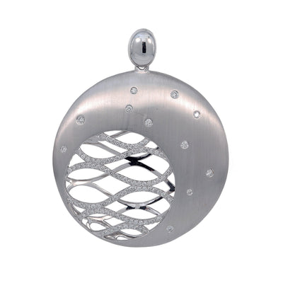 18K White Gold Unisex Round Shaped Pendant