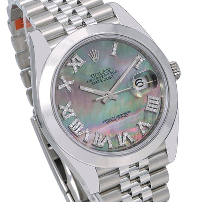 Rolex Datejust Diamond Watch, 126300 41mm, Silver Diamond Dial With Stainless Jubilee Bracelet