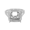 18K White Gold Semi-Mounting Women's Ring With 1.50 CT Diamonds