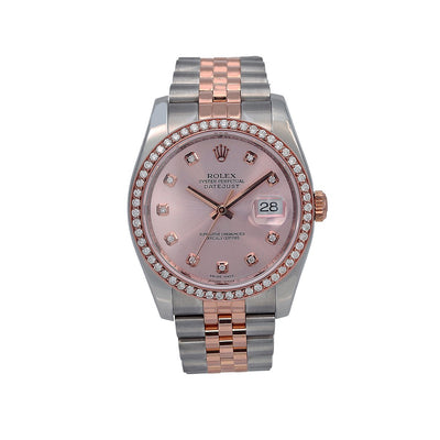 Rolex Datejust Diamond Watch, 116231 36mm, Pink Diamond Dial With 1.20 CT Diamonds