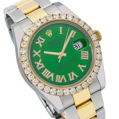 Rolex Datejust II Diamond Watch, 116333 41mm, Green Diamond Dial With Two Tone Oyster Bracelet