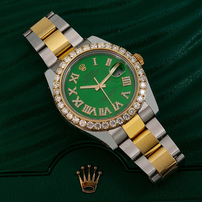 Rolex Datejust II Diamond Watch, 116333 41mm, Green Diamond Dial With Two Tone Oyster Bracelet