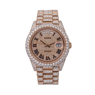 Rolex Day-Date Diamond Watch, 228235 40mm, Rose Gold Diamond Dial With 25.25 CT Diamonds