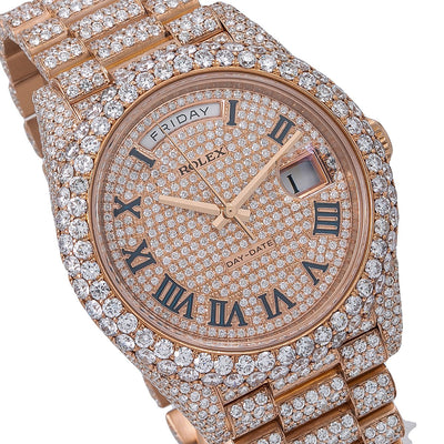 Rolex Day-Date Diamond Watch, 228235 40mm, Rose Gold Diamond Dial With 25.25 CT Diamonds