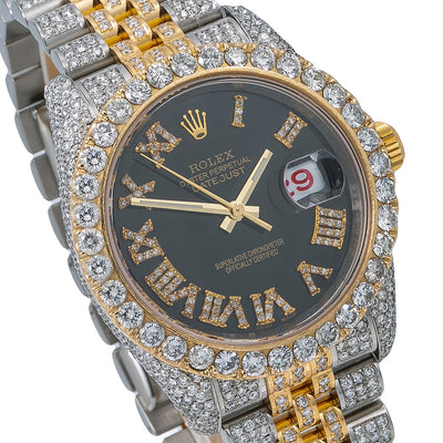 Rolex Datejust Diamond Watch, 116233 36mm, Black Diamond Dial With Two Tone Jubilee Bracelet