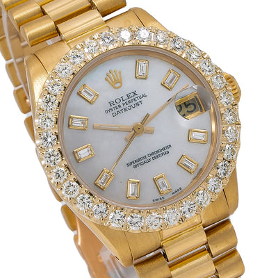 Rolex Datejust Diamond Watch, 68273 31mm, Silver Diamond Dial With 2.25 CT Diamonds