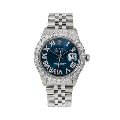 Rolex Datejust Diamond Watch, 16030 36mm, Blue Diamond Dial With 3.25 CT Diamonds