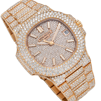 18K Rose Gold Patek Philippe Nautilus 5711/1R 40mm Champagne Diamond Watch