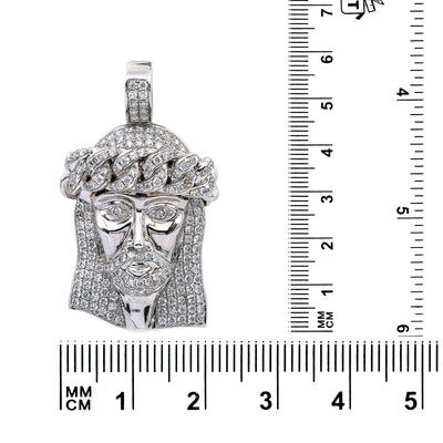 14K White Gold Unisex Jesus Head Shaped Pendant