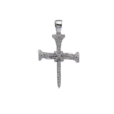 14K White Gold Cross Shaped Pendant