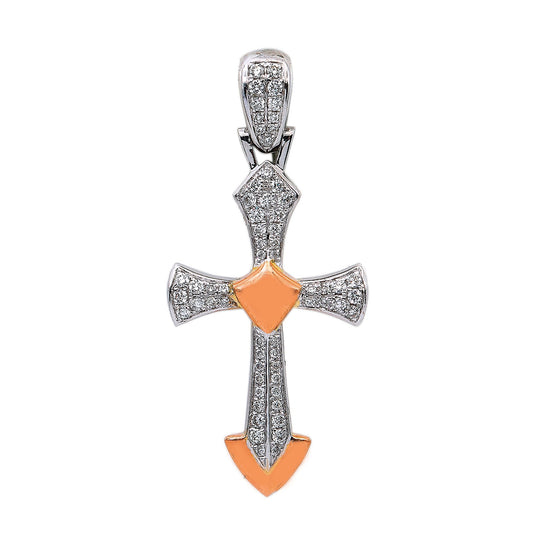 14K White Gold Cross Shaped Pendant