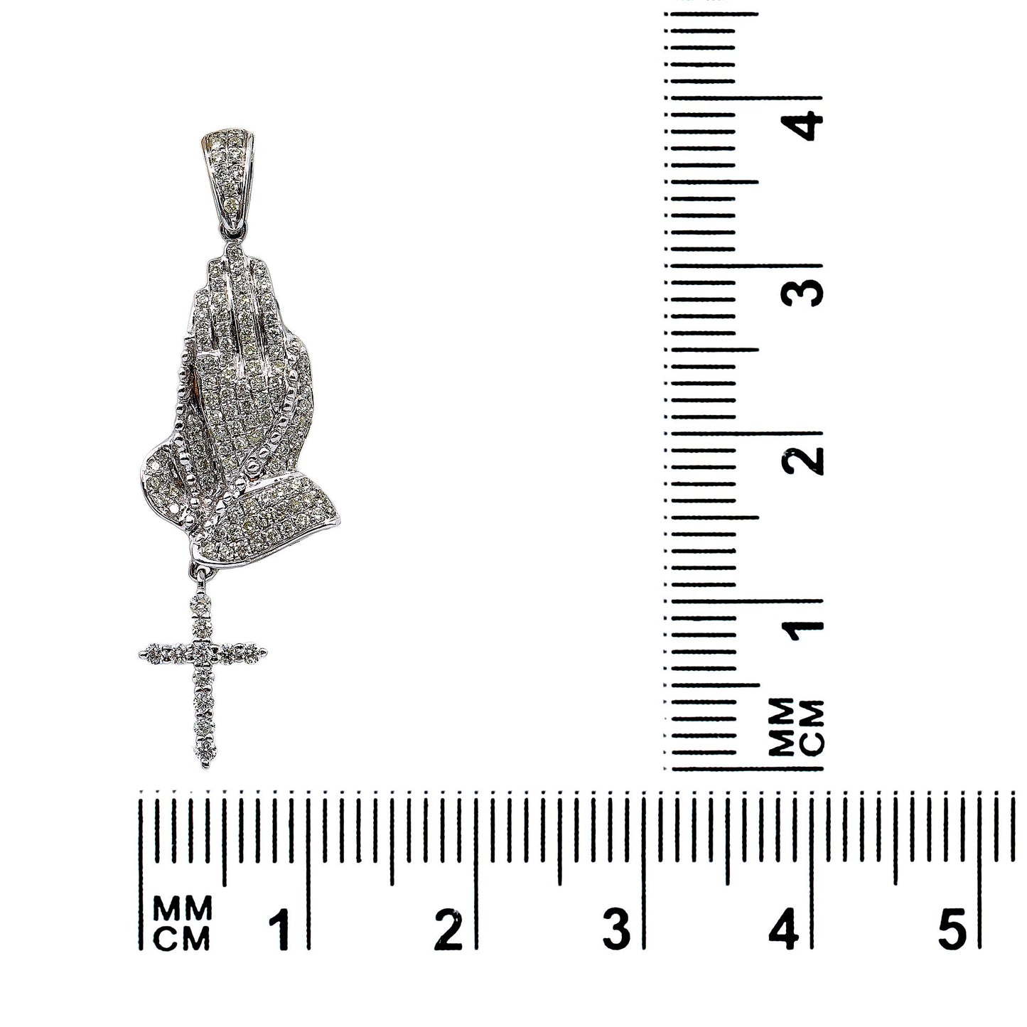 14K White Gold Unisex Praying Hands Shaped Pendant